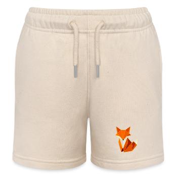 Fox Polygon Geometry Design - Kids Organic Sweat Shorts by Stanley/Stella - soft Ecru - Front