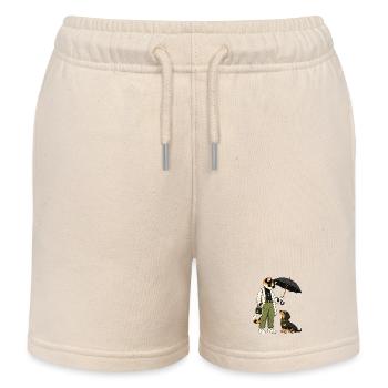 Katzenstil Streetwear mit Hund - Kinder Organic Joggingshorts Mini Bolter von Stanley/Stella - Natur - Vorne