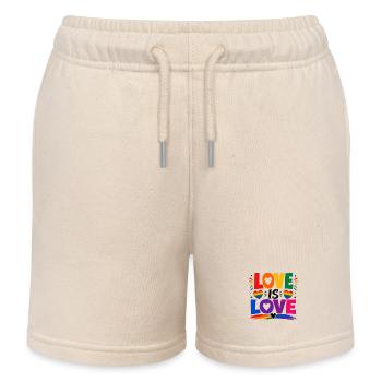 Love Is Love LGBTQ Statement Rainbow Motif CSD - Kids Organic Sweat Shorts by Stanley/Stella - soft Ecru - Front
