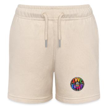 Love Is Love Rainbow Statement Retro CSD - Kids Organic Sweat Shorts by Stanley/Stella - soft Ecru - Front