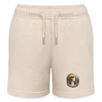 Vintage style beagle with mountain landscape - Kids Organic Sweat Shorts by Stanley/Stella - soft Ecru - Front