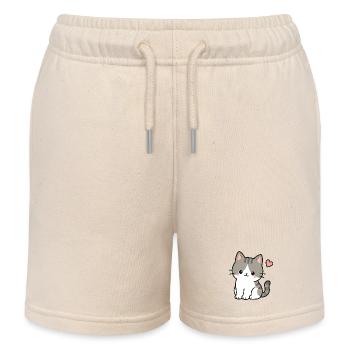 Süßes Kawaii-Kätzchen mit rosa Herz - Kinder Organic Joggingshorts Mini Bolter von Stanley/Stella - Natur - Vorne