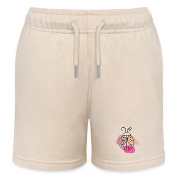 Lineart Ladybug Design - Kids Organic Sweat Shorts by Stanley/Stella - soft Ecru - Front