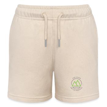 Peak Season Own the Mountains Green/Grey - Kids Organic Sweat Shorts by Stanley/Stella - soft Ecru - Front