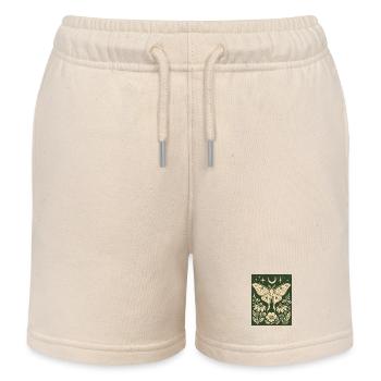 Mystic Butterfly Moon Flowers Vintage Nature - Kids Organic Sweat Shorts by Stanley/Stella - soft Ecru - Front