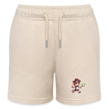 Tennis spielender Affe Schimpanse Cartoon - Kinder Organic Joggingshorts Mini Bolter von Stanley/Stella - Natur - Vorne