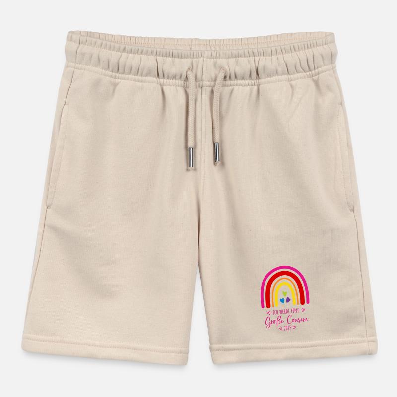Boho Regenbogen Ich werde eine große Cousine 2025 Kinder Organic Joggingshorts Mini Bolter von Stanley/Stella