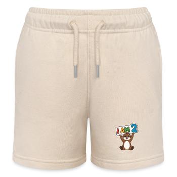I'm 2 years second birthday - Kids Organic Sweat Shorts by Stanley/Stella - soft Ecru - Front