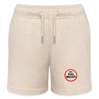 Stop being racist - Kids Organic Sweat Shorts by Stanley/Stella - soft Ecru - Front
