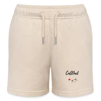 Design Catdad avec chat et coeurs - Short de jogging enfant bio Stanley/Stella - écru doux - Devant