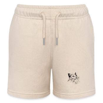 Katze, Katzenmotiv, Katzengesicht - Kinder Organic Joggingshorts Mini Bolter von Stanley/Stella - Natur - Vorne