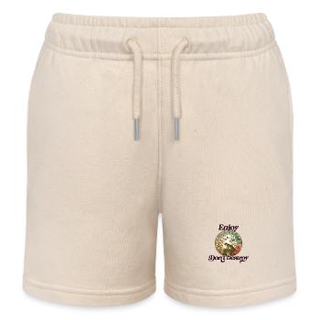 Enjoy don't destroy earth day - Kids Organic Sweat Shorts by Stanley/Stella - soft Ecru - Front