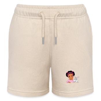 Süßes schönes Afro-Mädchen mit Kaninchen - Kinder Organic Joggingshorts Mini Bolter von Stanley/Stella - Natur - Vorne