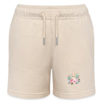 Mignon lapin avec des fleurs - Short de jogging enfant bio Stanley/Stella - écru doux - Devant