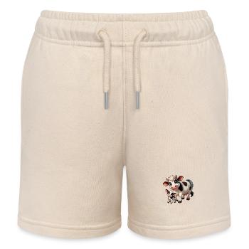 Vache avec enfant - Short de jogging enfant bio Stanley/Stella - écru doux - Devant