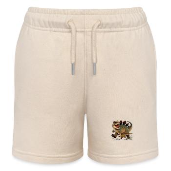 Ankylosaure mère et enfant gambadant - Short de jogging enfant bio Stanley/Stella - écru doux - Devant