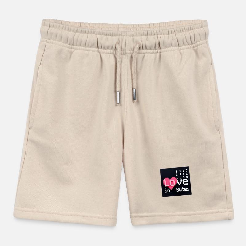 Love in Bytes Pixel Art Kids Organic Sweat Shorts by Stanley/Stella