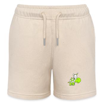 Hase große riesige Schildkröte reiten winken Süß - Kinder Organic Joggingshorts Mini Bolter von Stanley/Stella - Natur - Vorne