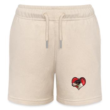Miniature Bull Terrier Head in Heart Comic Style - Kids Organic Sweat Shorts by Stanley/Stella - soft Ecru - Front