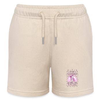 Einhorn Bye Bye Regenbogen Schule Glitzer rosa - Kinder Organic Joggingshorts Mini Bolter von Stanley/Stella - Natur - Vorne
