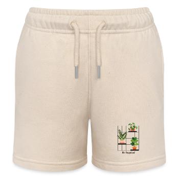 Plant Be Inspired Graphic - Kids Organic Sweat Shorts by Stanley/Stella - soft Ecru - Front