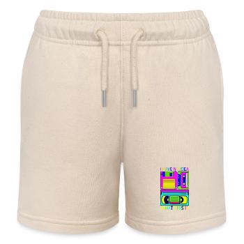 Music, Retro, Heavy Metal, Hard Rock, Punk, Vinyl, Pop - Kids Organic Sweat Shorts by Stanley/Stella - soft Ecru - Front