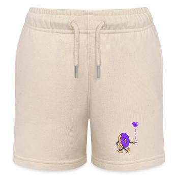 Donut Comic Heart - Kids Organic Sweat Shorts by Stanley/Stella - soft Ecru - Front