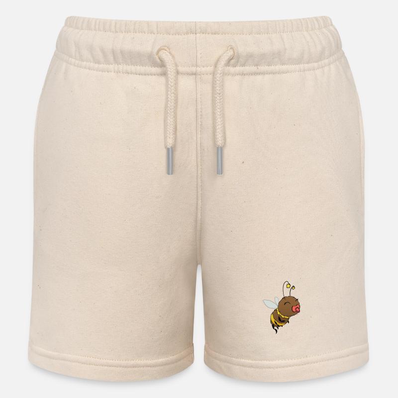 Cute Bumblebee Pacifier - Kids Organic Sweat Shorts by Stanley/Stella - soft Ecru