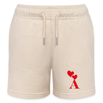 Red Heart Letter - Kids Organic Sweat Shorts by Stanley/Stella - soft Ecru - Front