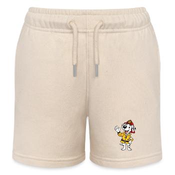 Frecher gefleckter Welpe in gelber Jacke - Kinder Organic Joggingshorts Mini Bolter von Stanley/Stella - Natur - Vorne