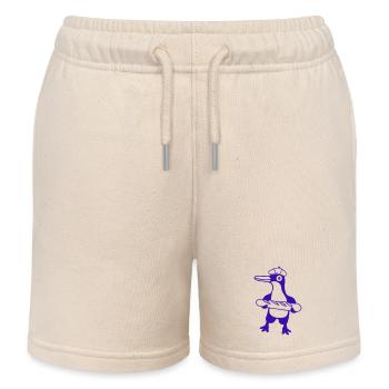Penguin French Baguette Paris France Cute - Kids Organic Sweat Shorts by Stanley/Stella - soft Ecru - Front