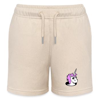 Unicorn Girl Pretty Bottom Hole Cartoon Cute Girl - Kids Organic Sweat Shorts by Stanley/Stella - soft Ecru - Front