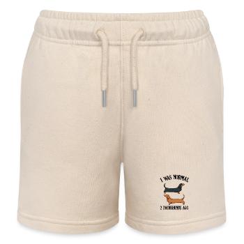 Dackel Duo Kontrast Silhouette - Kinder Organic Joggingshorts Mini Bolter von Stanley/Stella - Natur - Vorne