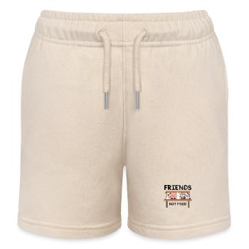 Friends Not Food – Süßes Vegan Tierschutz Shirt mi - Kinder Organic Joggingshorts Mini Bolter von Stanley/Stella - Natur - Vorne