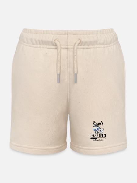 Bientôt grand frère panda - Short de jogging enfant bio Stanley/Stella - écru doux