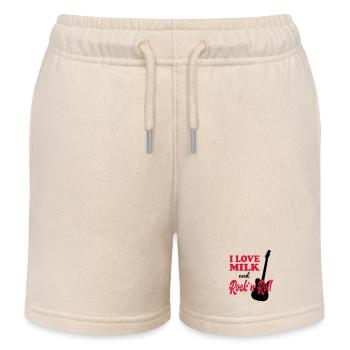 Kind Baby Geburtstag Sprüche Milk Rockn Roll - Kinder Organic Joggingshorts Mini Bolter von Stanley/Stella - Natur - Vorne