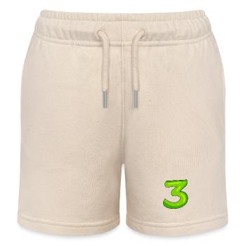 Digit 3 green - Kids Organic Sweat Shorts by Stanley/Stella - soft Ecru - Front