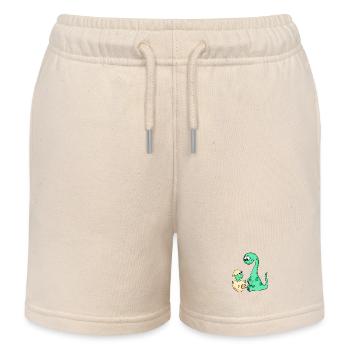 Dinosaurier mit Baby Dinosaurier - Kinder Organic Joggingshorts Mini Bolter von Stanley/Stella - Natur - Vorne