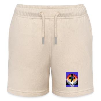 Darkness Dove of Peace Jesus Cross Redemption Death - Kids Organic Sweat Shorts by Stanley/Stella - soft Ecru - Front