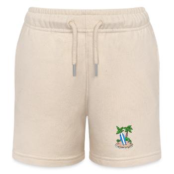 Insel mit Surfbrett - Kinder Organic Joggingshorts Mini Bolter von Stanley/Stella - Natur - Vorne