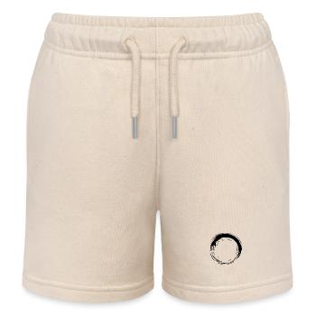 Circle Black - Circle Brush Effect Black - Kids Organic Sweat Shorts by Stanley/Stella - soft Ecru - Front
