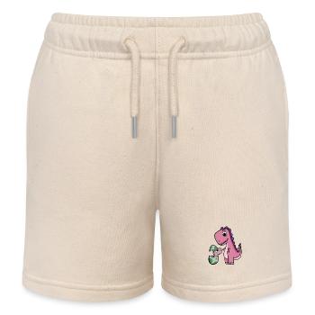 Dinosaurier mit Baby Dinosaurier - Kinder Organic Joggingshorts Mini Bolter von Stanley/Stella - Natur - Vorne