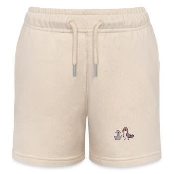 House Sparrow with Baby House Sparrow - Kids Organic Sweat Shorts by Stanley/Stella - soft Ecru - Front