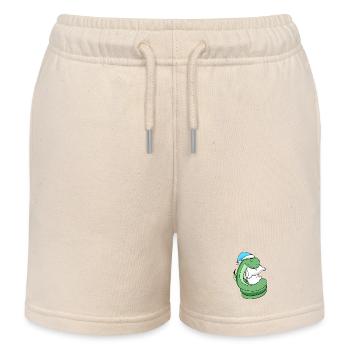 Schlange mit Kissen und Schlafmütze - Kinder Organic Joggingshorts Mini Bolter von Stanley/Stella - Natur - Vorne