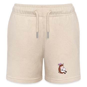 Ox with pillow and sleeping cap - Kids Organic Sweat Shorts by Stanley/Stella - soft Ecru - Front