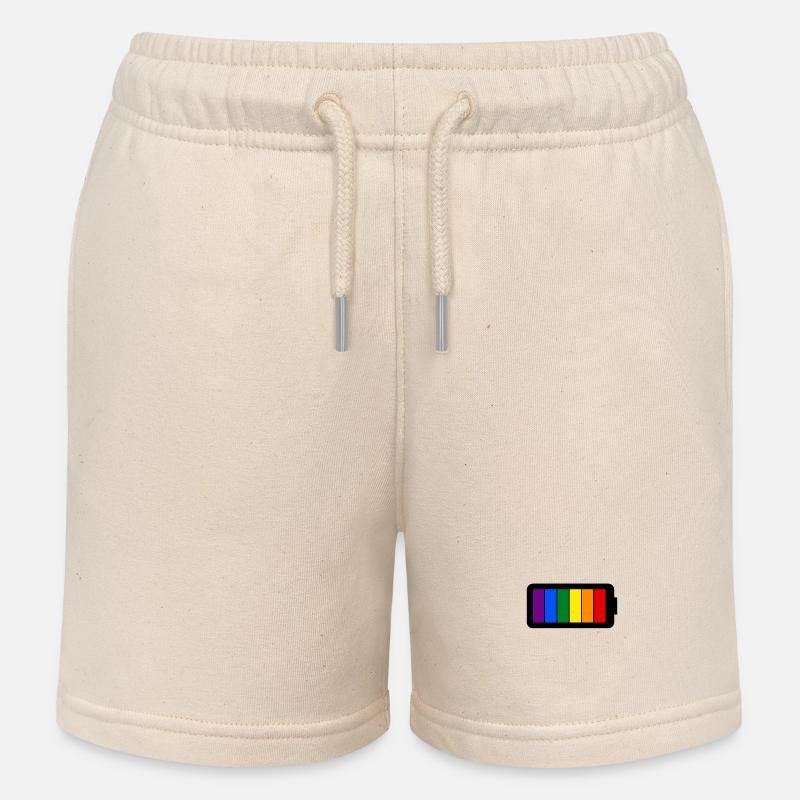 Regenbogenfarben Batterie Loading - Gay Pride - Kinder Organic Joggingshorts Mini Bolter von Stanley/Stella - Natur