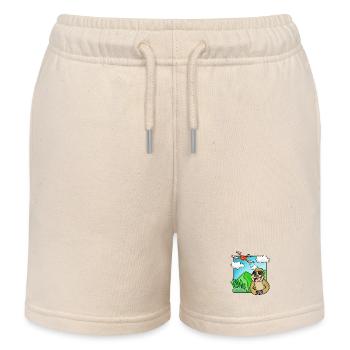 Paresseux avec Quadcopter - Motif de drone - Short de jogging enfant bio Stanley/Stella - écru doux - Devant