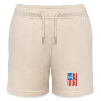 Triathlon USA Flag - Kids Organic Sweat Shorts by Stanley/Stella - soft Ecru - Front