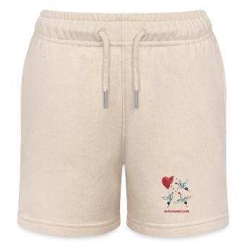 Herzensbrecher Herz Storch Design - Kinder Organic Joggingshorts Mini Bolter von Stanley/Stella - Natur - Vorne