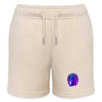 Mystisch leuchtende Eule Neon Synthwave - Kinder Organic Joggingshorts Mini Bolter von Stanley/Stella - Natur - Vorne